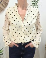 Chemisier femme beige à pois noirs