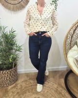 Chemisier femme beige à pois noirs