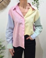 Chemisier femme rayée pastelle multicolore