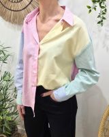Chemisier femme rayée pastelle multicolore