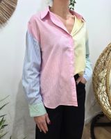 Chemisier femme rayée pastelle multicolore