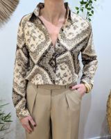 Chemisier femme marron et beige