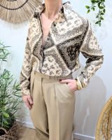 Chemisier femme marron et beige