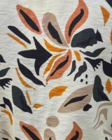 Chemisier femme écru fleurs oranges vertes et noires Saga