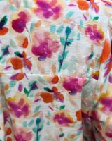 Chemisier femme écru imprimés fleuris oranges fuchsia multicolores