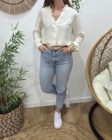 Chemisier femme uni beige col mao
