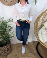 Chemisier femme rayé blanc boutons coeurs dorés