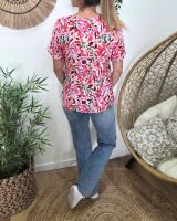 Chemisier femme manches courtes motifs roses multicolores Brizia