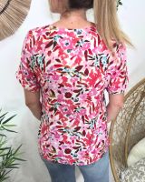 Chemisier femme manches courtes motifs roses multicolores Brizia