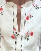 Chemisier femme blanc fleurs roses Fabiana