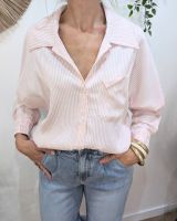 Chemisier femme rose pailleté à rayures