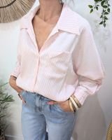 Chemisier femme rose pailleté à rayures