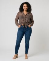 Chemisier femme oversize marron à rayures 