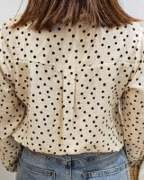 Chemisier femme beige à pois marrons