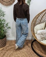 Chemisier femme marron à pois beiges