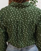Chemisier femme kaki à pois beiges