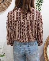 Chemisier femme beige motifs terracotta Melania