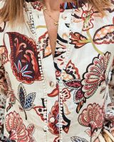 Chemisier femme beige fleurs terracotta multicolores Maddalena