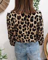 Chemisier femme léopard et broderies noires