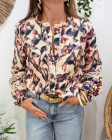 Chemisier femme beige  motifs multicolores Imelda