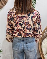 Chemisier femme beige  motifs multicolores Imelda
