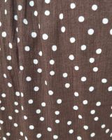 Chemisier femme marron à pois blancs col froncé