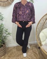 Chemisier femme violet motifs fleuris orangés Urbana