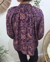 Chemisier femme violet motifs fleuris orangés Urbana