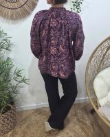 Chemisier femme violet motifs fleuris orangés Urbana