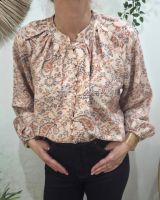 Chemisier femme beige motifs fleuris orangés Urbana
