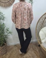 Chemisier femme beige motifs fleuris orangés Urbana