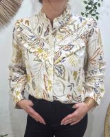 Chemisier femme écru motifs fleuris verts camels gris Soraia