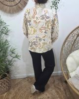 Chemisier femme écru motifs fleuris verts camels gris Soraia