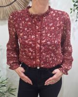 Chemisier femme rouge bordeaux fleurs liberty et broderies Otilia