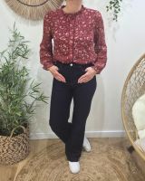 Chemisier femme rouge bordeaux fleurs liberty et broderies Otilia