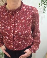 Chemisier femme rouge bordeaux fleurs liberty et broderies Otilia