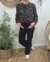 Chemisier femme noir fleurs liberty et broderies Otilia
