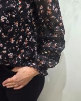Chemisier femme noir fleurs liberty et broderies Otilia