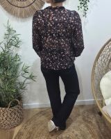 Chemisier femme noir fleurs liberty et broderies Otilia