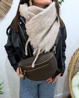 Sac banane cuir femme double zip Saphora
