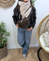 Sac banane cuir femme double zip Saphora