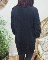 Gilet femme noir manches brodées Malya