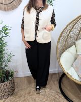Gilet femme sans manche bouclettes écru Candice