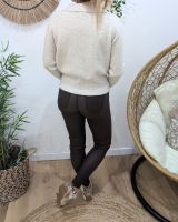 Pantalon femme similicuir marron choco skinny