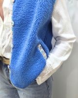Gilet sans manches femme sans manche bouclettes bleu Eden