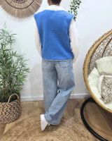 Gilet sans manches femme sans manche bouclettes bleu Eden