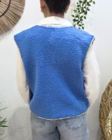 Gilet sans manches femme sans manche bouclettes bleu Eden