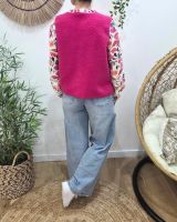 Gilet femme sans manche bouclettes rose fuchsia Alya