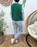 Gilet femme sans manche bouclettes vert gazon Alya