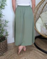 Jupe longue femme fluide boutonnée kaki